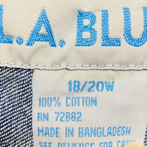 L.A. Blue Vintage Hooded Denim Jacket Women's Plus Size 18/20W Full Zip Front Po - Picture 10 of 12